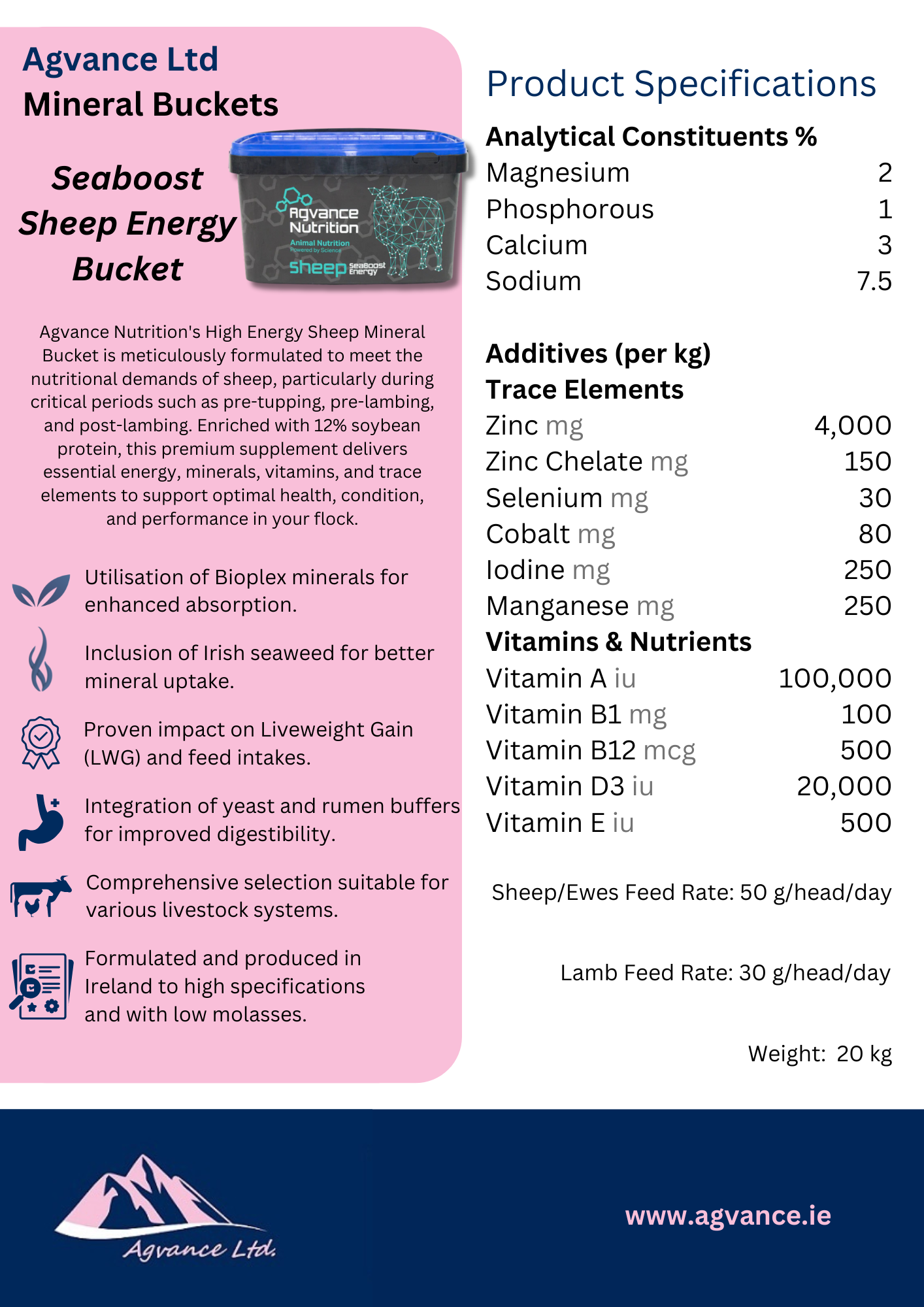 Agvance High Energy Seaboost Sheep Mineral Bucket
